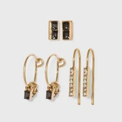Hoop and Threader Stud Earring Set 3pc - A New Day™ Gold 5 Hoop and Threader Stud Earring Set 3pc - A New Day™ Gold -A New Day popular shop unnamed file 1036