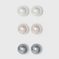 Sterling Silver Tri Color Pearl Stud Earring Set 3pc - A New Day™ Silver 5 Sterling Silver Tri Color Pearl Stud Earring Set 3pc - A New Day™ Silver -A New Day popular shop unnamed file 1045