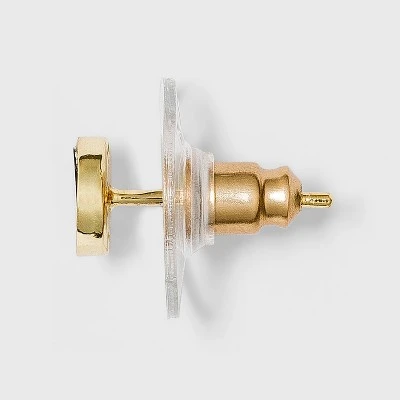 Sterling Silver with Clear Cubic Zirconia and Gold Onyx Bar Stud Earring Set 3pc - A New Day™ Gold 3 Sterling Silver with Clear Cubic Zirconia and Gold Onyx Bar Stud Earring Set 3pc - A New Day™ Gold