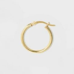 Sterling Silver Round Thin Hoop Earrings - A New Day™ Gold