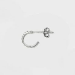 Sterling Silver with Cubic Zirconia Geometric Stud Earring Set 5pc - A New Day™ Silver