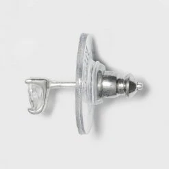 Sterling Silver with Cubic Zirconia Star, Moon, Tear Drop and Endless Hoop Stud Earring Set 5pc - A New Day™ Silver