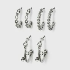 Metal Small Hoop Earring Set - A New Day™ Silver -A New Day popular shop unnamed file 1079
