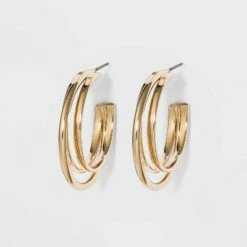 Metal Double Hoop Earrings - A New Day™ Gold -A New Day popular shop unnamed file 1085