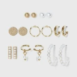 Pearl Hoop, Stud, Ear Cuffs Earring Set 8pc - A New Day™ -A New Day popular shop unnamed file 1087