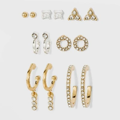 Pave Hoop and Charm Hoop Earring Set 8pc - A New Day™ 4 Pave Hoop and Charm Hoop Earring Set 8pc - A New Day™ - Image 2