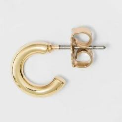 Lock Charm Hoop Stud Earring Set 3pc - A New Day™ Gold