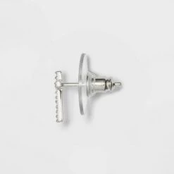 Sterling Silver Cubic Zirconia Round Stud and Cross Earring Set - A New Day™ Silver