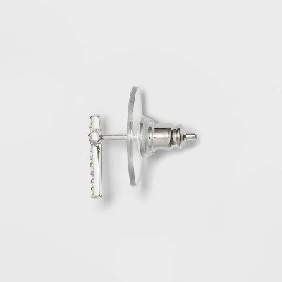 Sterling Silver Cubic Zirconia Round Stud and Cross Earring Set - A New Day™ Silver 3 Sterling Silver Cubic Zirconia Round Stud and Cross Earring Set - A New Day™ Silver