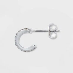 Cubic Zirconia Triangle Stud and Huggie Earring Set - A New Day™ Silver