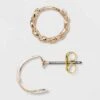Thick Hoop, Chain Hoop, and Gold Stud Earring Set - A New Day™ Gold 1 Thick Hoop, Chain Hoop, and Gold Stud Earring Set - A New Day™ Gold -A New Day popular shop unnamed file 1158