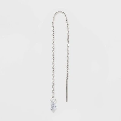 Round Clear Crystal Threader Earrings - A New Day™ Silver 3 Round Clear Crystal Threader Earrings - A New Day™ Silver