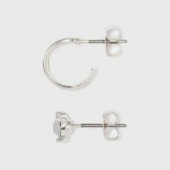 Zinc Stud Earring Set 8pc- A New Day™ Silver