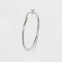 Large Flat Tapered Hoop Sterling Silver Earrings - A New Day™ Silver