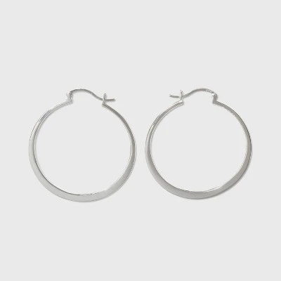 Large Flat Tapered Hoop Sterling Silver Earrings - A New Day™ Silver 4 Large Flat Tapered Hoop Sterling Silver Earrings - A New Day™ Silver - Image 2