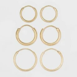 Gold Over Sterling Silver Endless Hoop Fine Jewelry Earring Set 3pc - A New Day™ Gold -A New Day popular shop unnamed file 1207