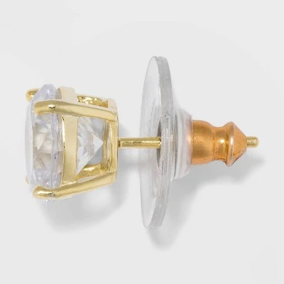 Gold Over Sterling Silver Round Cubic Zirconia Stud Fine Jewelry Earring Set 2pc - A New Day™ Gold/Clear 3 Gold Over Sterling Silver Round Cubic Zirconia Stud Fine Jewelry Earring Set 2pc - A New Day™ Gold/Clear