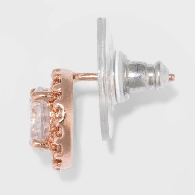 Rose Gold Over Sterling Silver Halo Cubic Zirconia Stud Fine Jewelry Earrings - A New Day™ Rose Gold/Clear 3 Rose Gold Over Sterling Silver Halo Cubic Zirconia Stud Fine Jewelry Earrings - A New Day™ Rose Gold/Clear