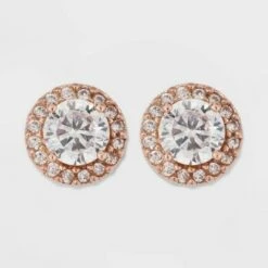 Rose Gold Over Sterling Silver Halo Cubic Zirconia Stud Fine Jewelry Earrings - A New Day™ Rose Gold/Clear 7 Rose Gold Over Sterling Silver Halo Cubic Zirconia Stud Fine Jewelry Earrings - A New Day™ Rose Gold/Clear -A New Day popular shop unnamed file 1219