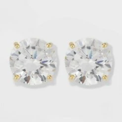 Gold Over Sterling Silver Round Cubic Zirconia Stud Fine Jewelry Earrings - A New Day™ Gold/Clear -A New Day popular shop unnamed file 1222