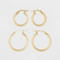 Gold Over Sterling Silver Hoop Fine Jewelry Earring Set 2pc - A New Day™ Gold -A New Day popular shop unnamed file 1228