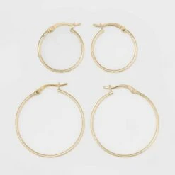 Gold Over Sterling Silver Hoop Fine Jewelry Earring Set 2pc - A New Day™ Gold 7 Gold Over Sterling Silver Hoop Fine Jewelry Earring Set 2pc - A New Day™ Gold -A New Day popular shop unnamed file 1233