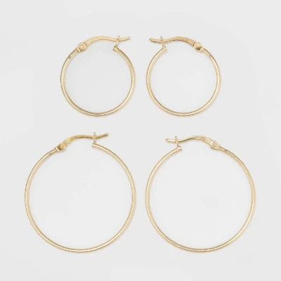 Gold Over Sterling Silver Hoop Fine Jewelry Earring Set 2pc - A New Day™ Gold 5 Gold Over Sterling Silver Hoop Fine Jewelry Earring Set 2pc - A New Day™ Gold - Image 3