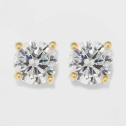 Gold Over Sterling Silver Round Cubic Zirconia Stud Fine Jewelry Earrings - A New Day™ Gold/Clear 7 Gold Over Sterling Silver Round Cubic Zirconia Stud Fine Jewelry Earrings - A New Day™ Gold/Clear -A New Day popular shop unnamed file 1239