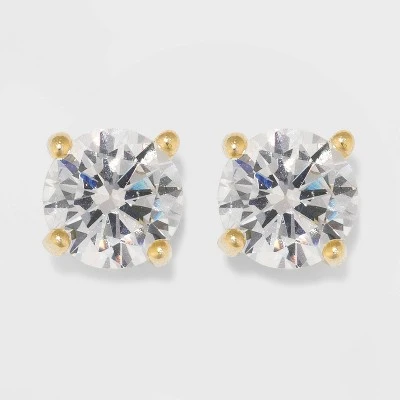 Gold Over Sterling Silver Round Cubic Zirconia Stud Fine Jewelry Earrings - A New Day™ Gold/Clear 5 Gold Over Sterling Silver Round Cubic Zirconia Stud Fine Jewelry Earrings - A New Day™ Gold/Clear - Image 3