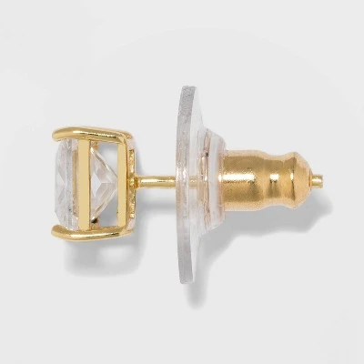 Gold Over Sterling Silver Stud Earring Set 2ct - A New Day™ Clear 3 Gold Over Sterling Silver Stud Earring Set 2ct - A New Day™ Clear
