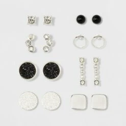 One Clear Stone, One Open Circle, Two Flat Circles, One Pave Circle & Cluster of Two Stones Stud Earring Set 8pc - A New Day™ Silver 5 One Clear Stone, One Open Circle, Two Flat Circles, One Pave Circle & Cluster of Two Stones Stud Earring Set 8pc - A New Day™ Silver -A New Day popular shop unnamed file 1248