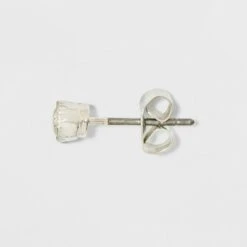 Cubic Zirconia Studs and Hoop Multi Earring Set 8pc - A New Day™ Silver