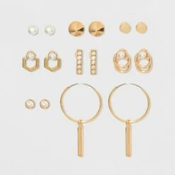 Pearls, Ball, Stud and Hoop Multi Earring Set 8pc - A New Day™ Gold 5 Pearls, Ball, Stud and Hoop Multi Earring Set 8pc - A New Day™ Gold -A New Day popular shop unnamed file 1302