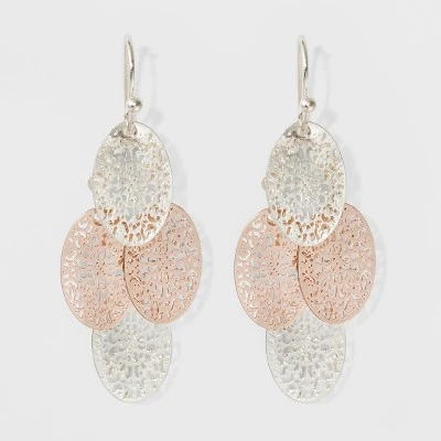 Filigree Chandelier Drop Earrings - A New Day™ Silver/Rose Gold 5 Filigree Chandelier Drop Earrings - A New Day™ Silver/Rose Gold - Image 3