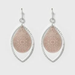 Leaf and Open Oval Drop Earrings - A New Day™ Silver/Rose Gold 7 Leaf and Open Oval Drop Earrings - A New Day™ Silver/Rose Gold -A New Day popular shop unnamed file 1331