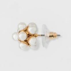 Simulated Pearl Stud Earrings - A New Day™ Gold