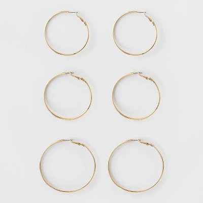Hoop Earring Set 3ct - A New Day Gold 5 Hoop Earring Set 3ct - A New Day Gold - Image 3