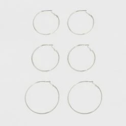 Hoop Earring Set 3ct - A New Day™ Silver