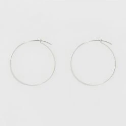 Thin Medium Hoop Earrings - A New Day™ Silver