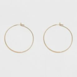 Thin Medium Hoop Earrings - A New Day™ Gold