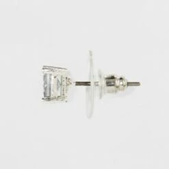 Women's Fashion Trio Crystal Round Stud Earring Set 3pc - A New Day™ Silver