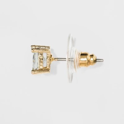 Women's Fashion Trio Crystal Square Stud Earring Set 3pc - A New Day™ Silver/Gold 3 Women's Fashion Trio Crystal Square Stud Earring Set 3pc - A New Day™ Silver/Gold