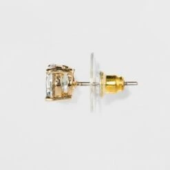 Women's Fashion Trio Crystal Round Stud Earring Set 3pc - A New Day™ Silver/Gold