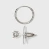 Women's Sterling Silver Crystal Fireball Stud Earrings and Endless Hoop Earring Set 3pc - A New Day™ Silver/Clear 1 Women's Sterling Silver Crystal Fireball Stud Earrings and Endless Hoop Earring Set 3pc - A New Day™ Silver/Clear -A New Day popular shop unnamed file 1403
