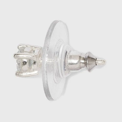 Women's Sterling Silver Stud Earrings Set with Round Cubic Zirconia 3pc - A New Day™ Silver 3 Women's Sterling Silver Stud Earrings Set with Round Cubic Zirconia 3pc - A New Day™ Silver