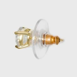 Cubic Zirconia Round Stud Earrings with 14k Gold Plating over Sterling Silver - A New Day™ Gold