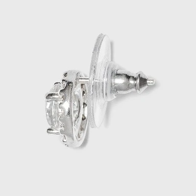 Women's Sterling Silver Cubic Zirconia Round Halo Button Stud Earrings - A New Day™ Silver/Clear 3 Women's Sterling Silver Cubic Zirconia Round Halo Button Stud Earrings - A New Day™ Silver/Clear