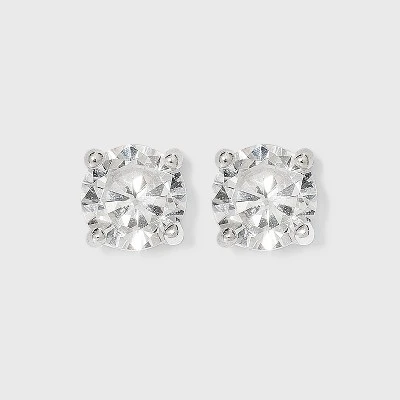 Women's Sterling Silver Cubic Zirconia Stud Earrings - A New Day™ Silver/Clear 4 Women's Sterling Silver Cubic Zirconia Stud Earrings - A New Day™ Silver/Clear - Image 2