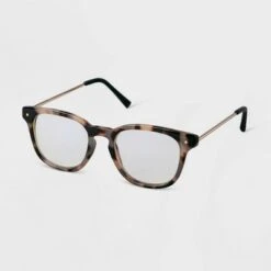 Women's Tortoise Shell Square Blue Light Filtering Reading Glasses - A New Day™ Tan
