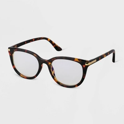 Women's Tortoise Shell Cateye Blue Light Filtering Glasses - A New Day™ Brown 3 Women's Tortoise Shell Cateye Blue Light Filtering Glasses - A New Day™ Brown